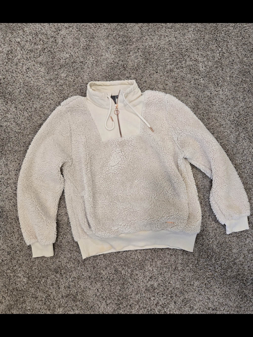 Sweaty Betty Cream Sherpa Quarter-Zip Pullover